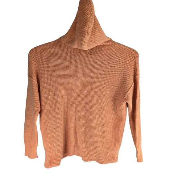 Aerie CozyUp WH44K0K‎ Womens Small Petite Peach Waffle Sweater Hoodie - Picture 3 of 7
